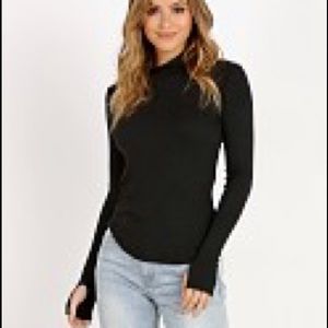 LNA High neck long sleeve grey tee